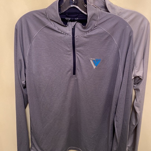 Mens Levelwear 1/4 zip size small 2 shirts one grey stripe and one navy stripe - Picture 4 of 7